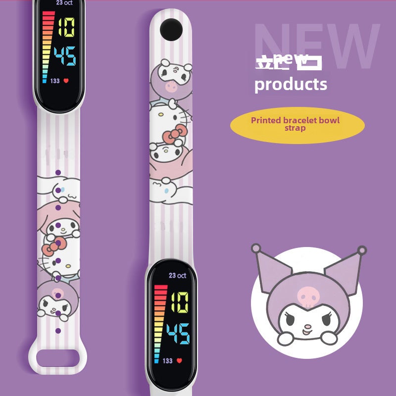 Cross-border in Stock M 12 printed LED waterproof electronic watch cartoon student cute bracelet wrist strap watch wholesale Cute cat