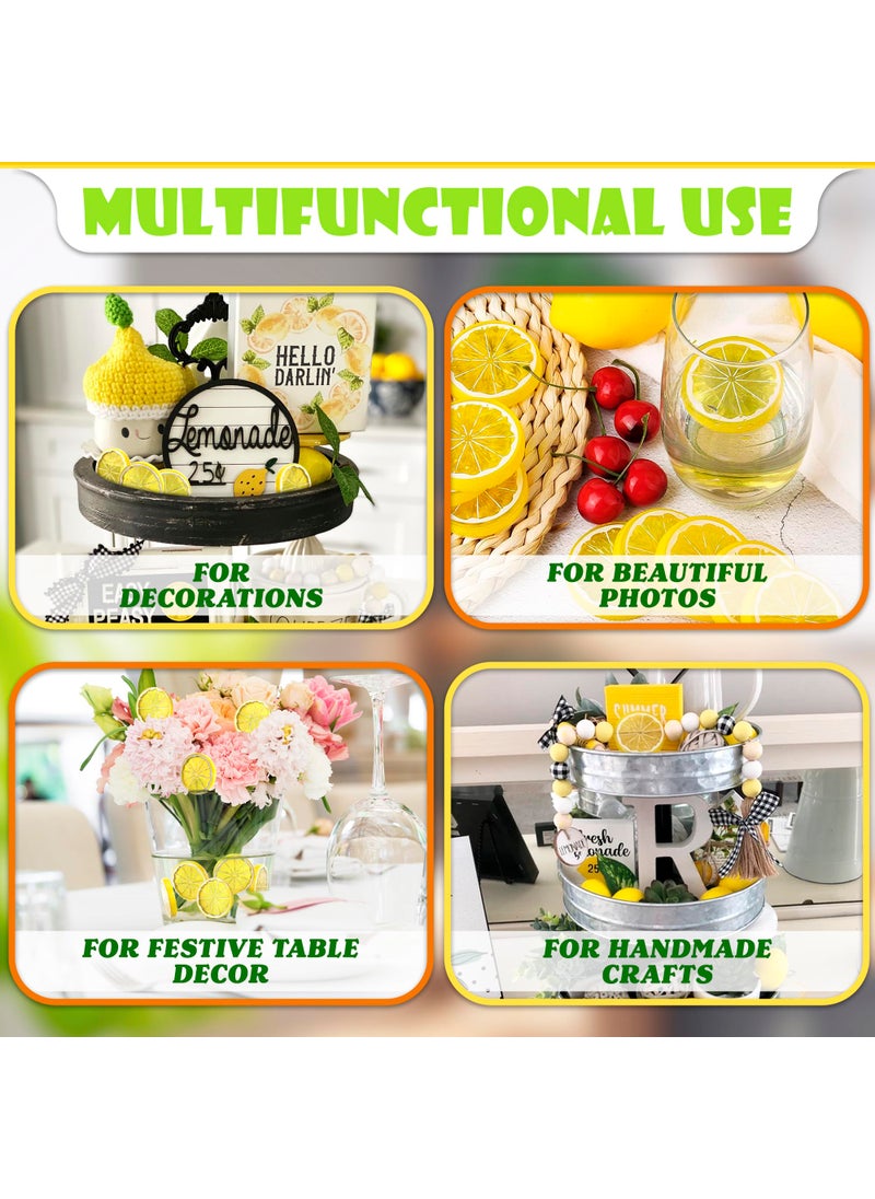 SIMAX 12Pcs Fake Lemon Slices Artificial - Fruit Party Decorations Fake Lemon Fruit Decorations for Party Lemon Kitchen Decoration - Simulation Yellow Lemon Home Kitchen - 2 Inch Plastic Fruit Decor Kitchen  - Image 5