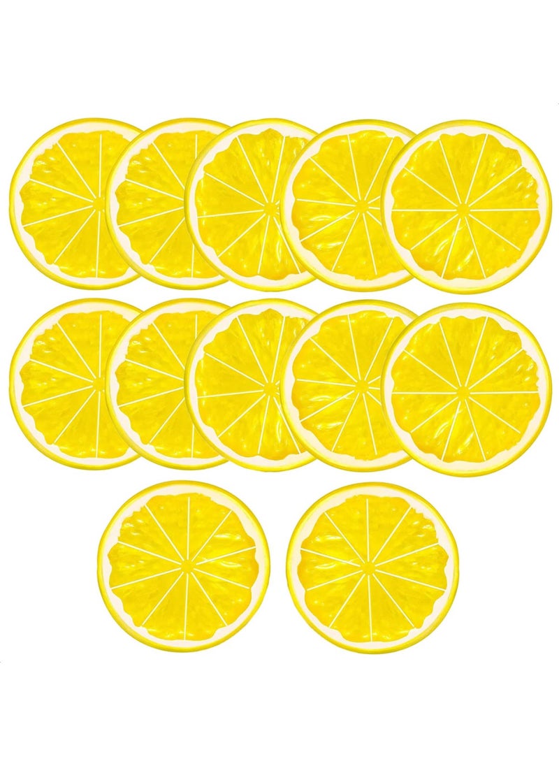 SIMAX 12Pcs Fake Lemon Slices Artificial - Fruit Party Decorations Fake Lemon Fruit Decorations for Party Lemon Kitchen Decoration - Simulation Yellow Lemon Home Kitchen - 2 Inch Plastic Fruit Decor Kitchen  - Image 1