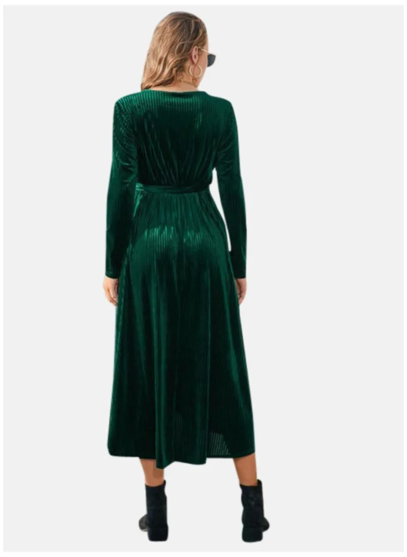 YUNIQEE Velvet Wrap Midi Dress