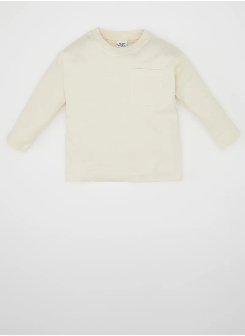 ديفاكتو Regular Fit Crew Neck Long Sleeve Plain Basic T-Shirt