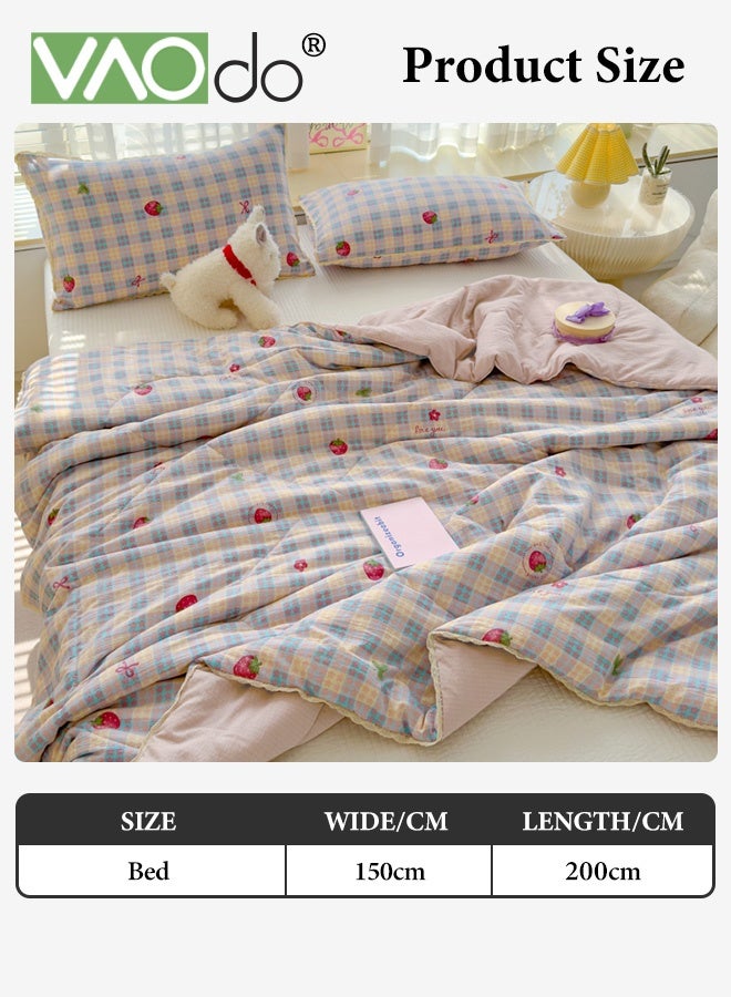 VAOdo Single Quilt with Lace Decoration, Machine Washable, Double-sided Use Bed Quilt, Soft and Breathable Lightweight Blanket for All Season 150*200CM - Image 3