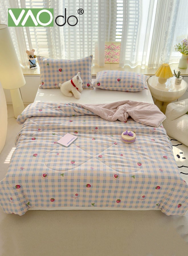 VAOdo Single Quilt with Lace Decoration, Machine Washable, Double-sided Use Bed Quilt, Soft and Breathable Lightweight Blanket for All Season 150*200CM - Image 2