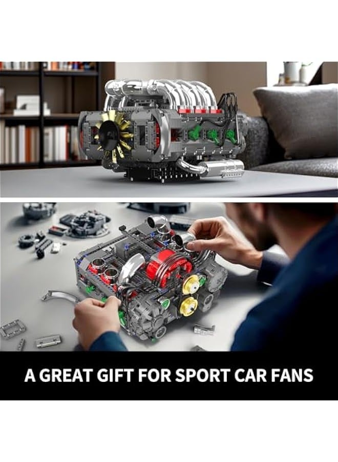 Flat Engine Model Kit That Runs, Boxer Engines Building Blocks with Battery and Motor for Adults, Engineering Construction STEM Toy for Children Boys Girl (2375 PCS)  - Image 5