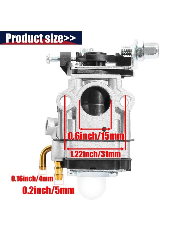 QAZAKY Carburetor Compatible with 33cc 43cc 47cc 49cc 50cc 2-Stroke Engines 15mm Intake Hole Dirt Pocket Rocket Bike ATV Scooter Mini Chopper Quad Hedge Trimmer Brush Cutter Blower Edger Cultivator - Image 3