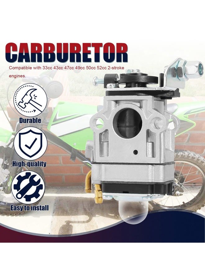 QAZAKY Carburetor Compatible with 33cc 43cc 47cc 49cc 50cc 2-Stroke Engines 15mm Intake Hole Dirt Pocket Rocket Bike ATV Scooter Mini Chopper Quad Hedge Trimmer Brush Cutter Blower Edger Cultivator - Image 4