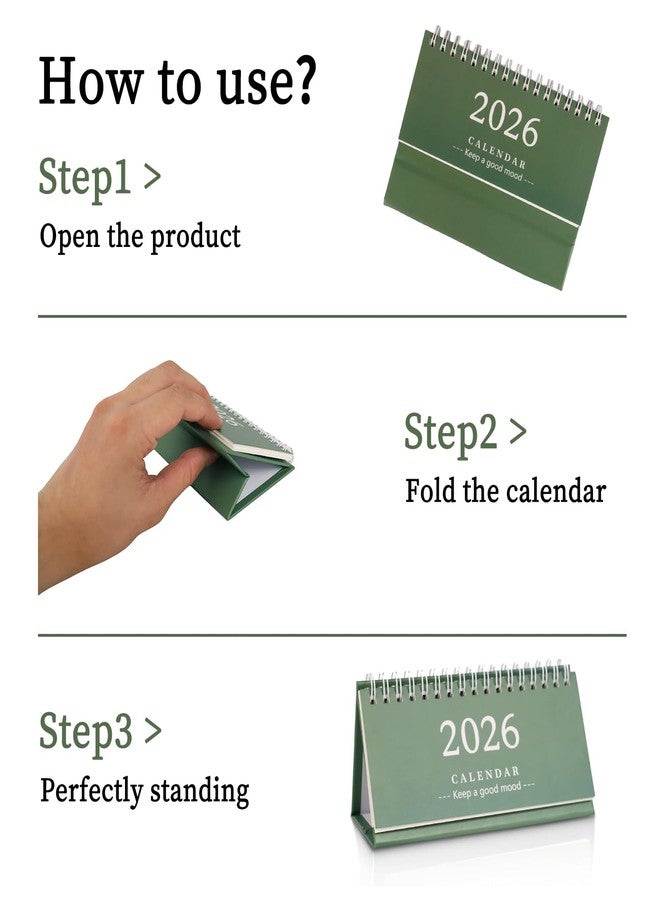 Multibey Small Desk Calendar 2025-2026 - 6" x 3" Mini Desktop Calendar with Memo Notes, 18-Month Planner (July 2025-Dec 2026), Thick Paper & Dual-Coil Design for Office, Home, and School(Green) - Image 4