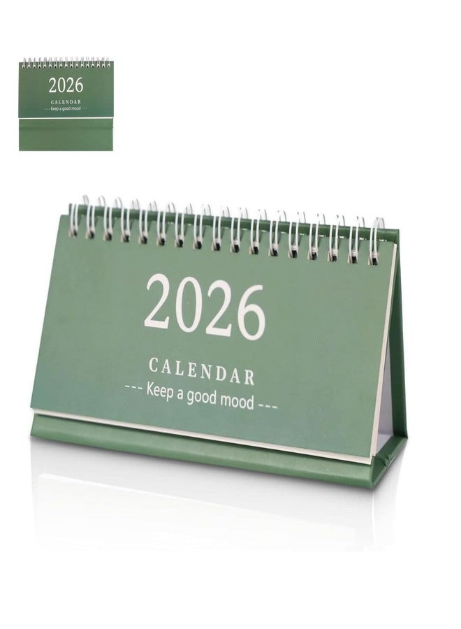 Multibey Small Desk Calendar 2025-2026 - 6" x 3" Mini Desktop Calendar with Memo Notes, 18-Month Planner (July 2025-Dec 2026), Thick Paper & Dual-Coil Design for Office, Home, and School(Green) - Image 1