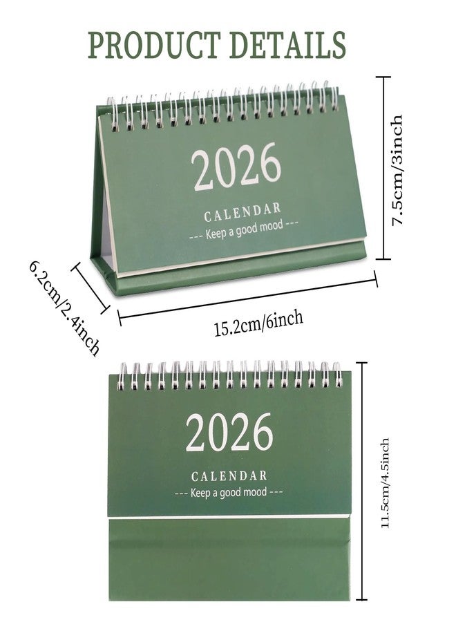 Multibey Small Desk Calendar 2025-2026 - 6" x 3" Mini Desktop Calendar with Memo Notes, 18-Month Planner (July 2025-Dec 2026), Thick Paper & Dual-Coil Design for Office, Home, and School(Green) - Image 5