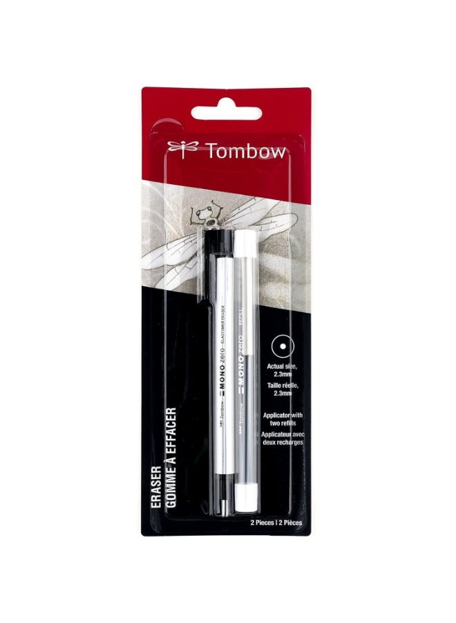 Tombow 57316 Mono Zero Eraser Value Pack, Round 2.3 mm. Precision Tip Eraser with Refills, White - Image 1