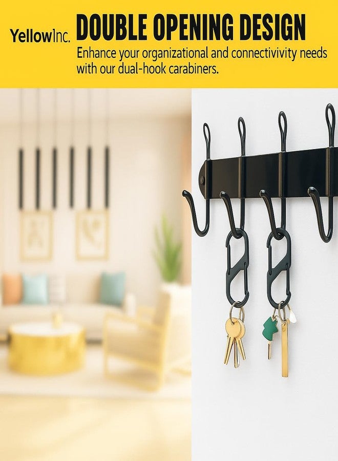 YellowInc S-Shape Carabiner Clip Keyring & Keychain with Dual Hooks, 40 mm, Multi-Purpose for Backpack, Camping, Outdoor Use (Pack of 5) - Image 4