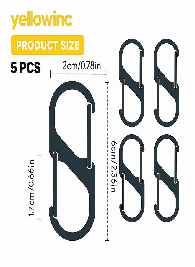 YellowInc S-Shape Carabiner Clip Keyring & Keychain with Dual Hooks, 40 mm, Multi-Purpose for Backpack, Camping, Outdoor Use (Pack of 5) - Image 2
