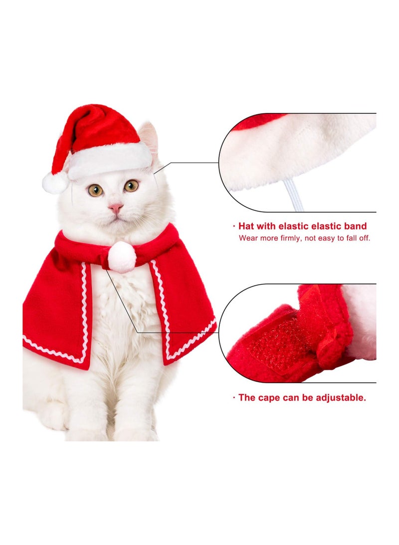 A.M Pet Xmas Costume Outfit Set Reindeer Antlers Headband Santa Xmas Hat Red Scarf and Pet Cloak for Dog Cat Pet Xmas Party Cosplay Christmas Supplies, 4 Pack - Image 5