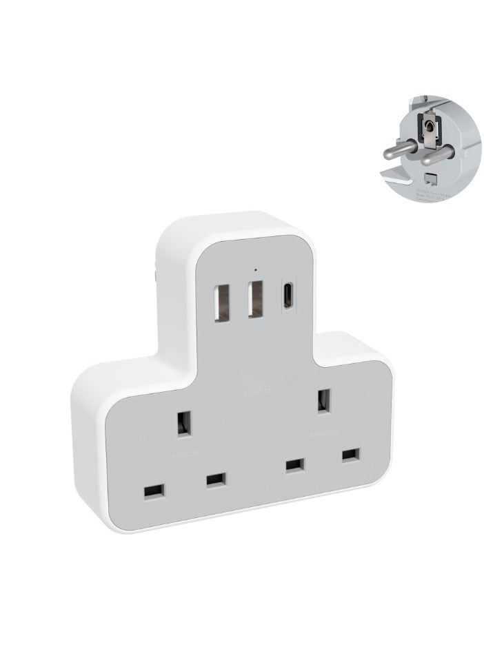محول سفر كهربائي أوروبي – عدد 2 محول من نوع E/F إلى قابس المملكة المتحدة مع منفذ مؤرض، تصميم مدمج لاستخدامه في ألمانيا، فرنسا، البرتغال، إسبانيا، بولندا، واليونان - Image 1