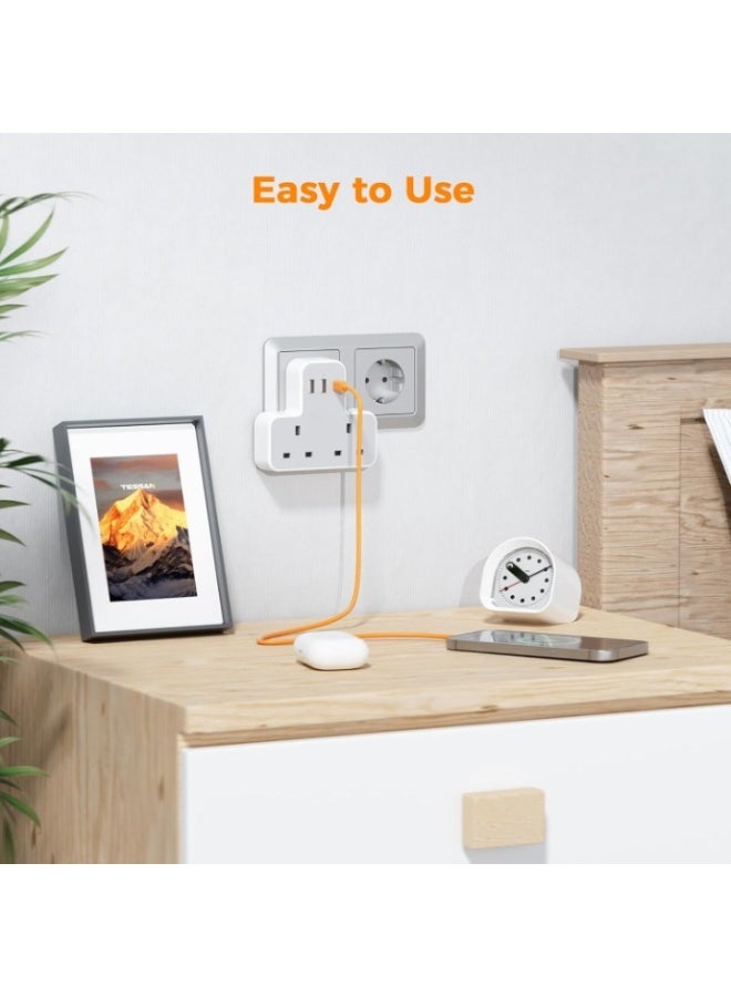 محول سفر كهربائي أوروبي – عدد 2 محول من نوع E/F إلى قابس المملكة المتحدة مع منفذ مؤرض، تصميم مدمج لاستخدامه في ألمانيا، فرنسا، البرتغال، إسبانيا، بولندا، واليونان - Image 5