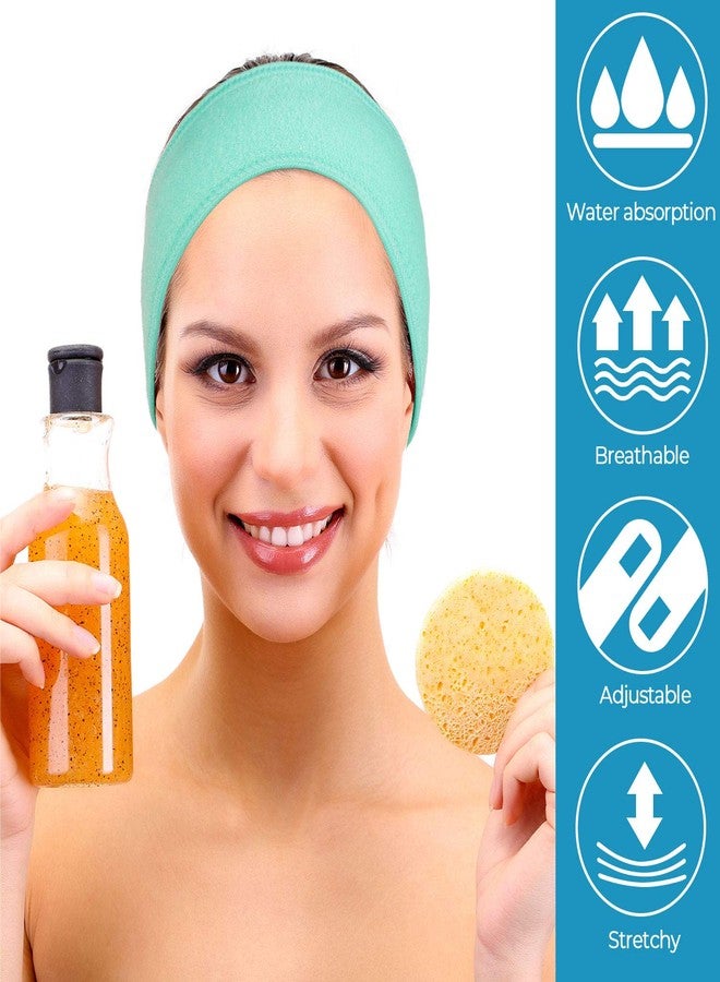 Whaline Spa Facial Headband Make Up Wrap Head Terry Cloth Headband Adjustable Towel for Face Washing, Shower, 3 Pieces (Blue, Green, Yellow) - Image 5