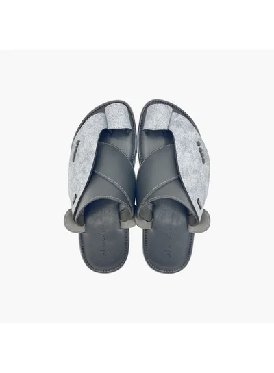 Al Waha Men's Textured Slip-On Arabic Sandals with Toe Loop