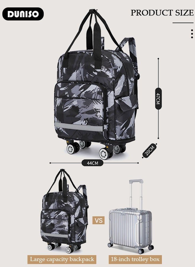 DUNISO Travel Luggage Bag, Foldable Carry on Luggage Airline Approved, Lightweight Carry on Suitcase with Spinner Wheels, Family Travel Suitcase with Shoulder straps Wheels Detachable - Image 4