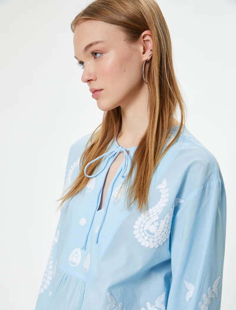 كوتون Puff Sleeve Blouse