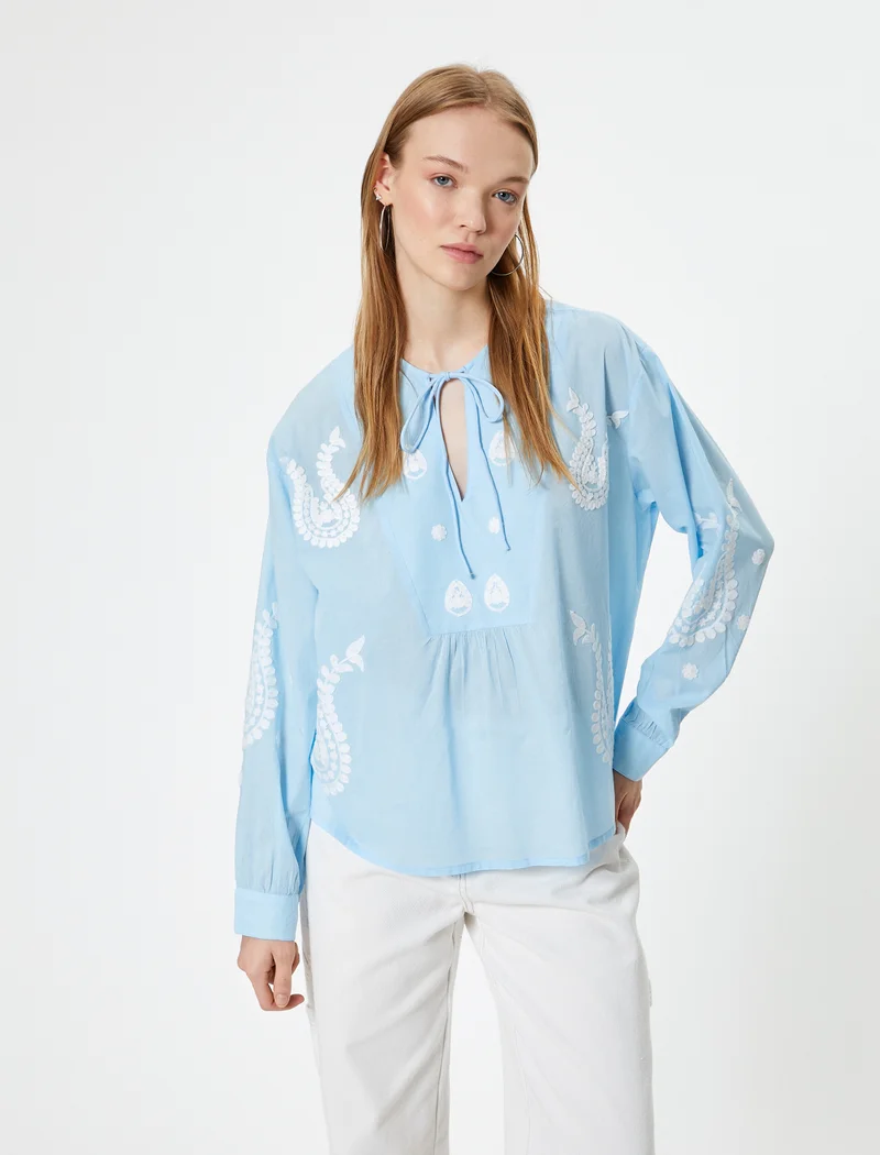 كوتون Puff Sleeve Blouse