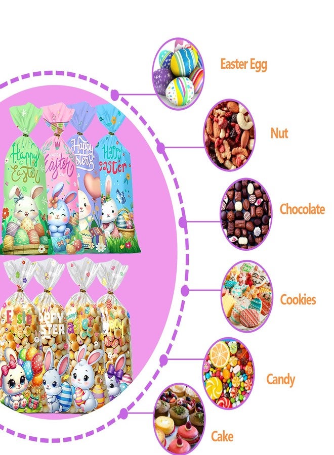 CUUSNNY Easter Candy Bags 100 Pcs with 120 Gold Twist Ties,Plastic Cellophane Treat Bags for Kids Easter Egg Hunt, Party Favors & Gift Packaging,Holiday Goodie Bag Supplies (Colorful Design) - Image 5