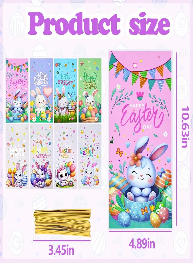 CUUSNNY Easter Candy Bags 100 Pcs with 120 Gold Twist Ties,Plastic Cellophane Treat Bags for Kids Easter Egg Hunt, Party Favors & Gift Packaging,Holiday Goodie Bag Supplies (Colorful Design) - Image 2