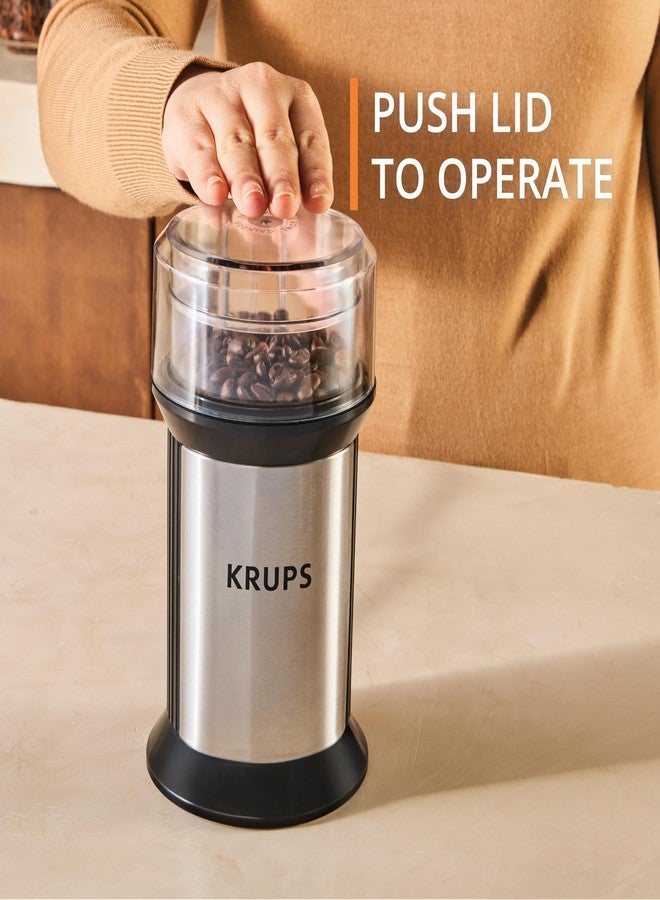 KRUPS Electric Blade Coffee Grinder 1.6 Oz, Adjustable Coarse to Fine for the Perfect Espresso, Grind Coffee Beans, Spices & Herbs, Removable Dishwasher Safe Bowl, Stainless Steel - Image 4