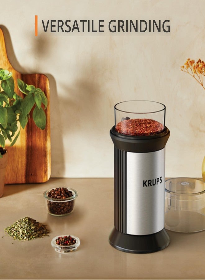KRUPS Electric Blade Coffee Grinder 1.6 Oz, Adjustable Coarse to Fine for the Perfect Espresso, Grind Coffee Beans, Spices & Herbs, Removable Dishwasher Safe Bowl, Stainless Steel - Image 5
