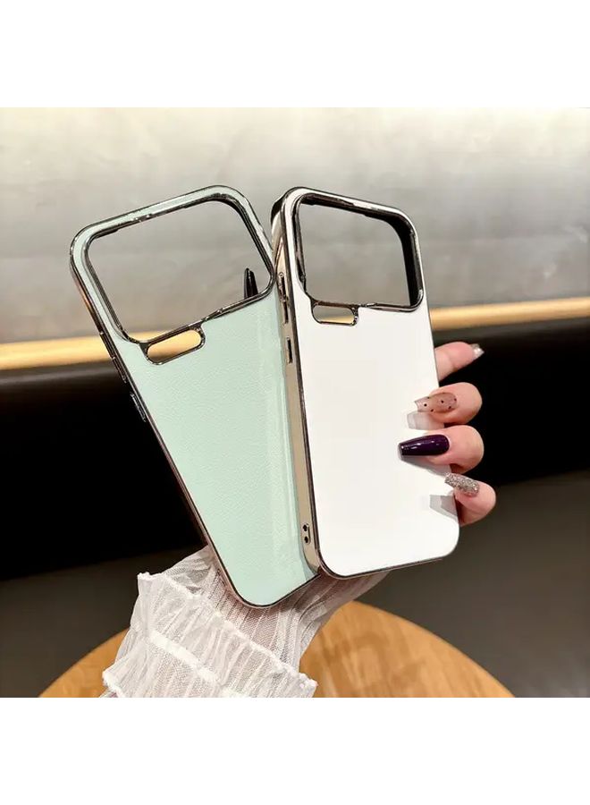 Premium Light Green Vegan Leather Phone Case With Large Window For Xiaomi 17 Pro Max - Image 1