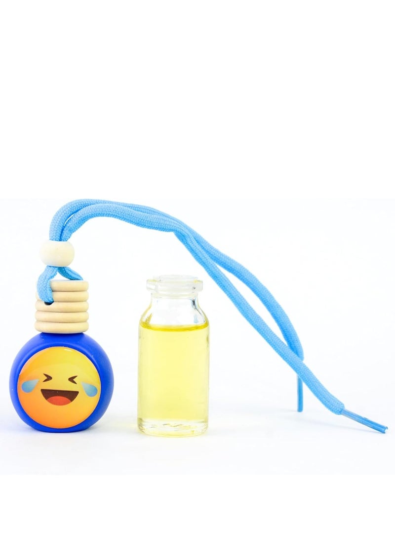 زجاجة عطر سيارة بتصميم وجه مبتسم – سعة 10 مل مع عبوة إعادة تعبئة إضافية 10 مل – من فريش أب – لون أزرق