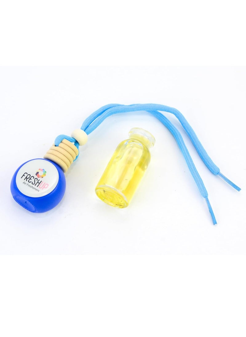 زجاجة عطر سيارة بتصميم وجه مبتسم – سعة 10 مل مع عبوة إعادة تعبئة إضافية 10 مل – من فريش أب – لون أزرق