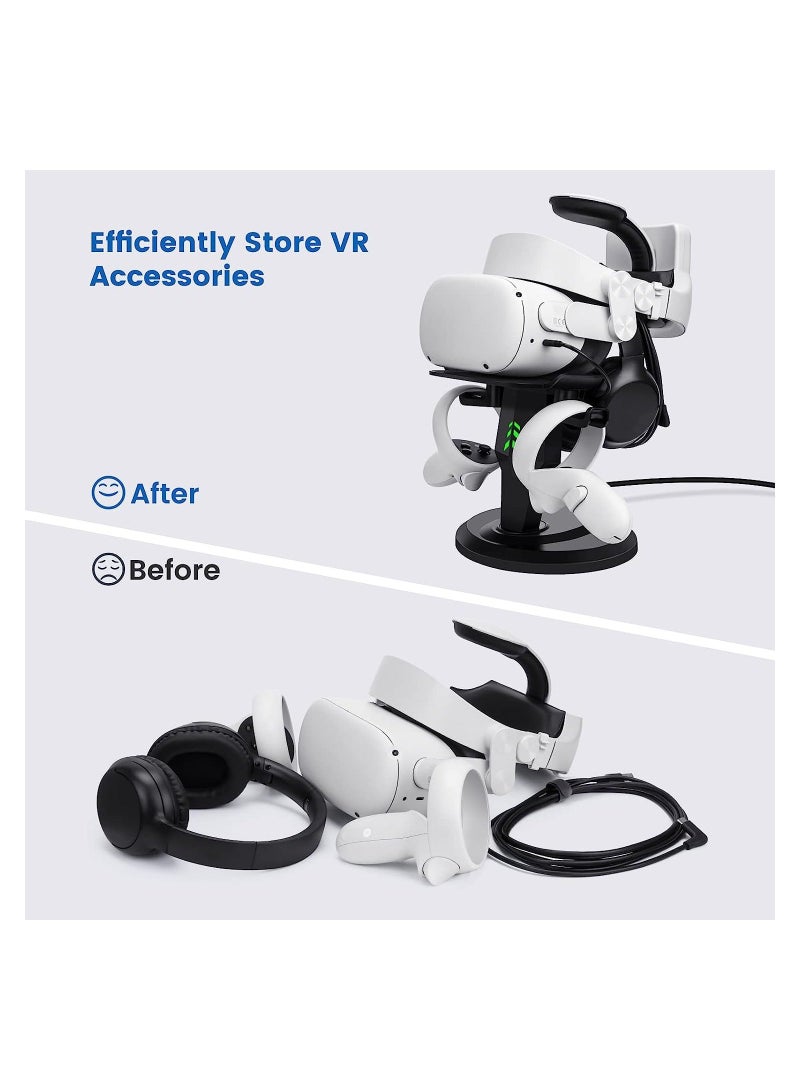 VR Stand, Headset Charging Dock Display Touch Controllers Accessories for Oculus Quest, Quest 2,Rift, Rift S, Valve Index, Black - Image 3
