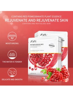 Zozu 10 Pcs Pomegranate Collagen Essence Facial Mask Set Moisturizing Brightening Replenish Clean Skin Skincare Face Mask Sheet for Women and Men Hydrating Skin care Facial Sheet Masks  - Image 3