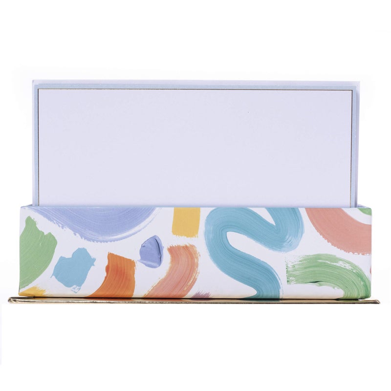 Graphique Brush Strokes Flat Notes â€“ 50 Flat Note Cards with Matching Envelopes and Storage Box, Embellished in Gold Foil, 5.625â€ x 3.5â€ - Image 1