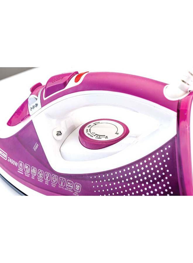 BLACK+DECKER Steam Iron, Ceramic Soleplate, 2-Way Auto Shutoff, Variable Steam Control, Vertical Steam, Anti-Calc System, Self-Clean Function, 60g/min Boost, 320 ml 2400 W X2450-B5 Purple/White - Image 3