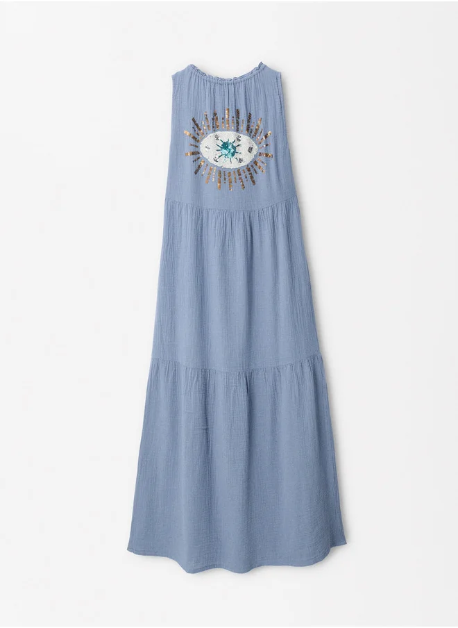 PARFOIS Long Dress With Back Application