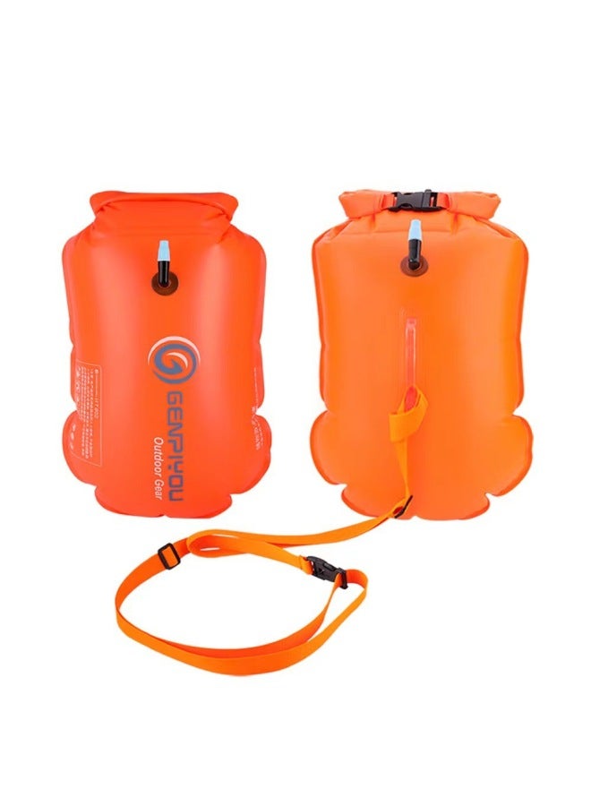 Generic Followman Can Put Mobile Phone Double Airbag Safety Thickening Adult Swimming Equipment Float Swimming Bag Anti-drowning Atmosphere-Color:802 Orange Key Bag Aviation Air Nozzle Double Airbag - Image 1