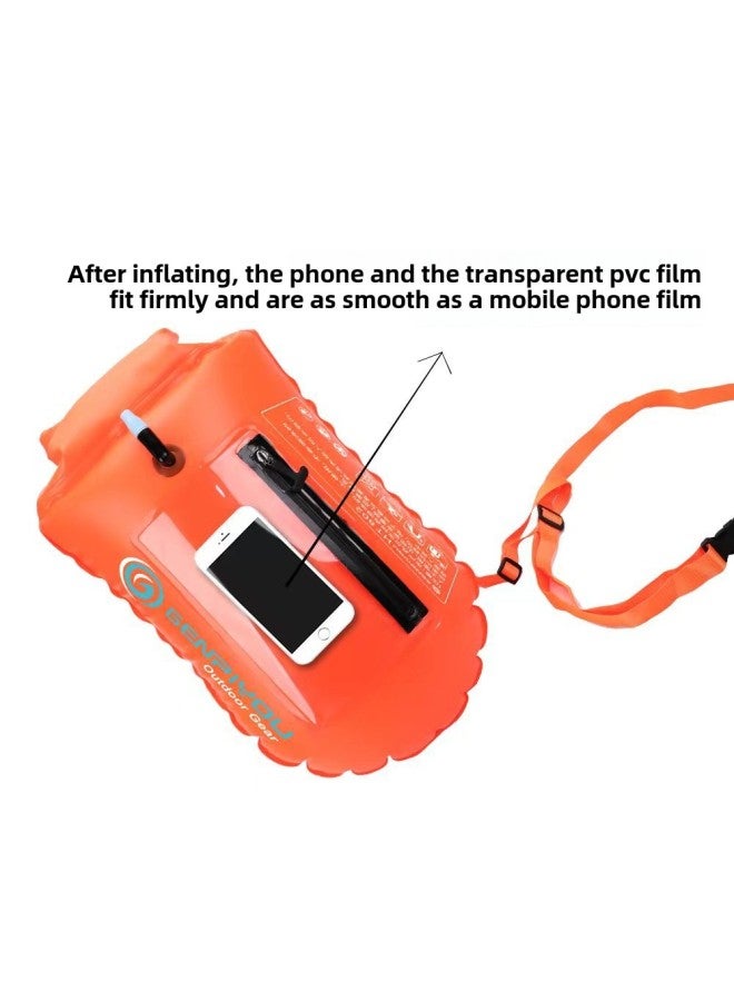 Generic Followman Can Put Mobile Phone Double Airbag Safety Thickening Adult Swimming Equipment Float Swimming Bag Anti-drowning Atmosphere-Color:802 Orange Key Bag Aviation Air Nozzle Double Airbag - Image 4