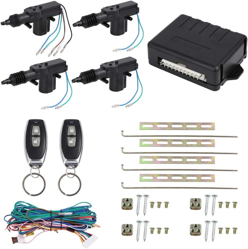 X AUTOHAUX 4 Doors Central Lock Locking System Keyless Entry Kit for 12V Vehicles - Image 1