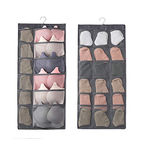 VIHAX VIHAX 30 Pocket Closet Hanging Organizer with Mesh Pockets Dual Sided Wall Shelf Wardrobe Storage Bags Oxford Cloth Space Saver Bag for Bra Underwear Underpants Socks  - Image 1