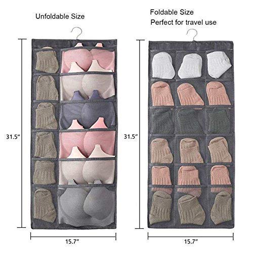 VIHAX VIHAX 30 Pocket Closet Hanging Organizer with Mesh Pockets Dual Sided Wall Shelf Wardrobe Storage Bags Oxford Cloth Space Saver Bag for Bra Underwear Underpants Socks  - Image 3