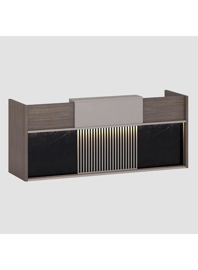 NEO FRONT FURNITURE 1.8 Meter Wooden Reception Desk – Brown Office Front Counter with Cable Management for Lobby & Reception Area (180 x 70 x 105 cm) LM-QT2470-1.8M - Image 4