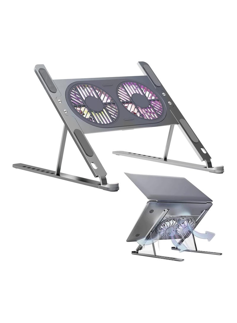 حامل ومروحة تبريد لابتوب ونوت بوك 9-17 بوصة – تصميم من الألومنيوم - Image 1