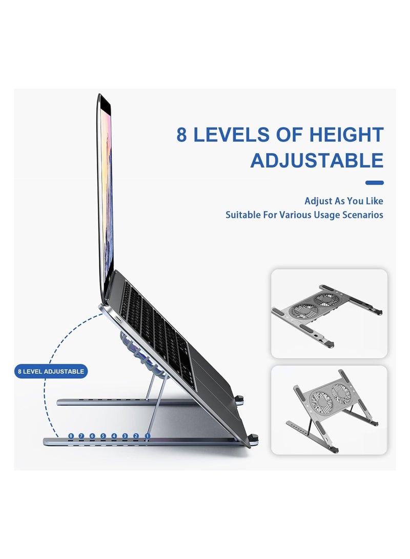 حامل ومروحة تبريد لابتوب ونوت بوك 9-17 بوصة – تصميم من الألومنيوم - Image 3