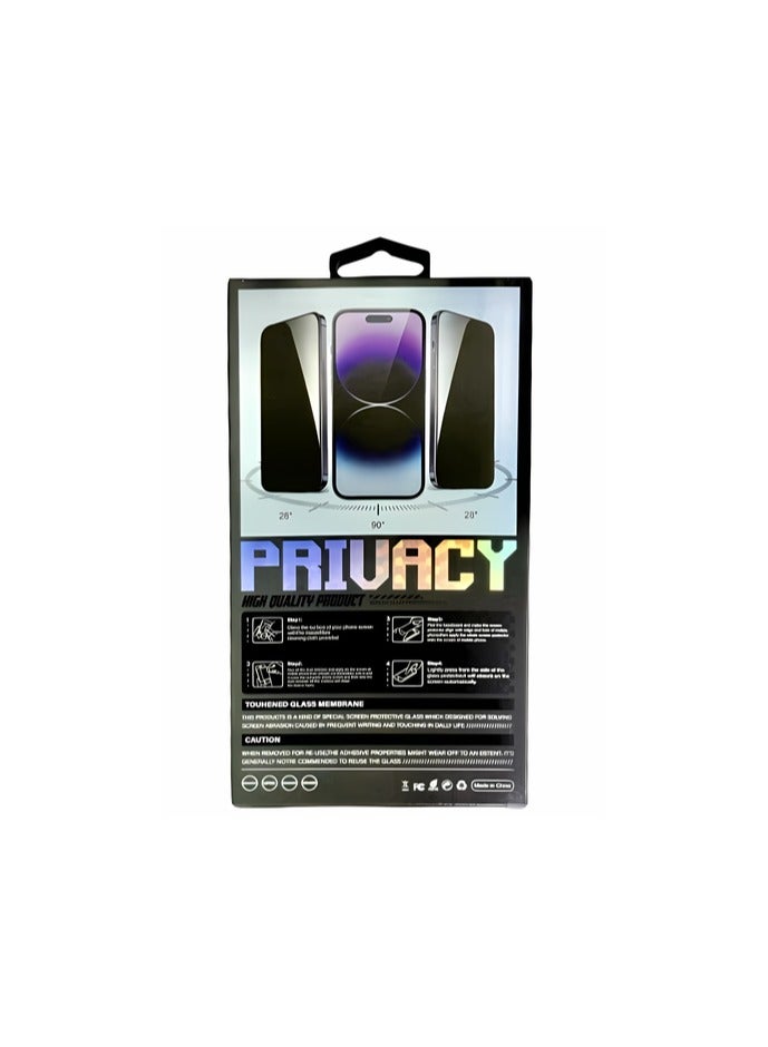 Screen Protector for iPhone 15 Pro Max 5G Privacy Tempered Glass Screen Protector [Bubble Free] Anti-Glare, Scratch Resistant [HD Full Coverage] (IPHONE 15 PRO MAX)