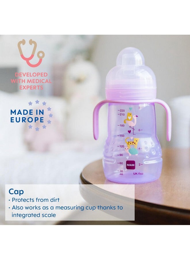 MAM Plastic Trainer Cup, Trainer Drinking Cup With Extra-Soft Spout, Spill-Free Nipple, And Non-Slip Handles, For Girls 4+ Months, Eight Ounces - Image 4