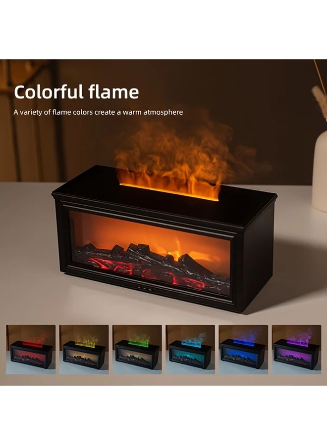 2025 Upgrade 3D Flame Fireplace Aroma Diffuser Black Humidifier with Remote Control Timer - Image 2