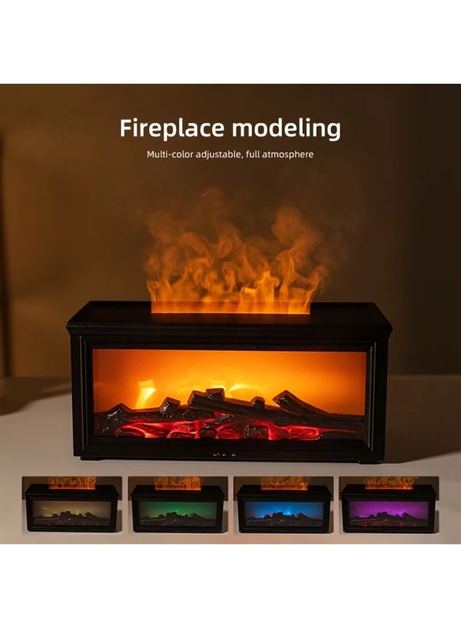 2025 Upgrade 3D Flame Fireplace Aroma Diffuser Black Humidifier with Remote Control Timer - Image 5