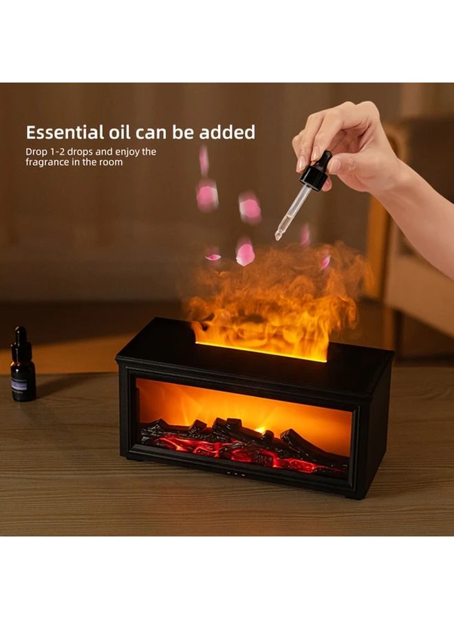 2025 Upgrade 3D Flame Fireplace Aroma Diffuser Black Humidifier with Remote Control Timer - Image 4
