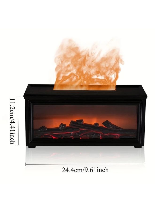 2025 Upgrade 3D Flame Fireplace Aroma Diffuser Black Humidifier with Remote Control Timer - Image 3